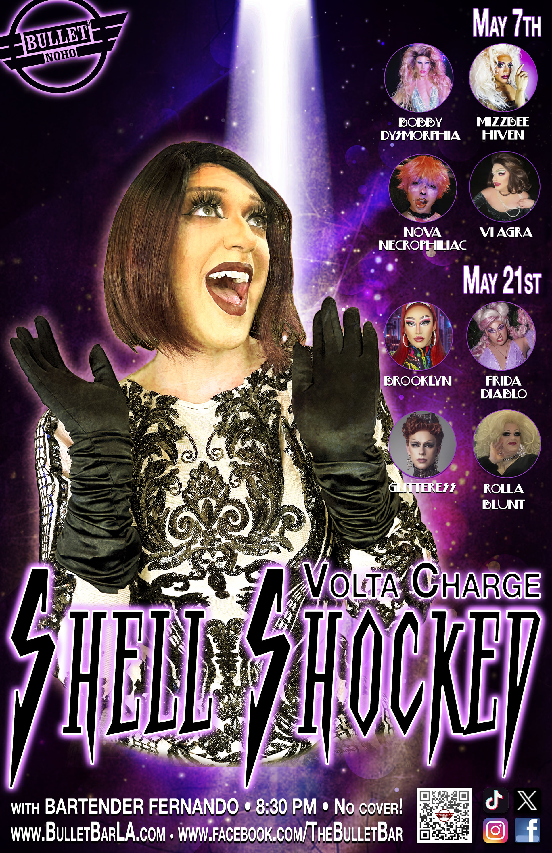 THE BULLET BAR & VOLTA CHARGE Present SHELL SHOCKED: Wednesday, 05/07/25 at 8:30 PM! No Cover!