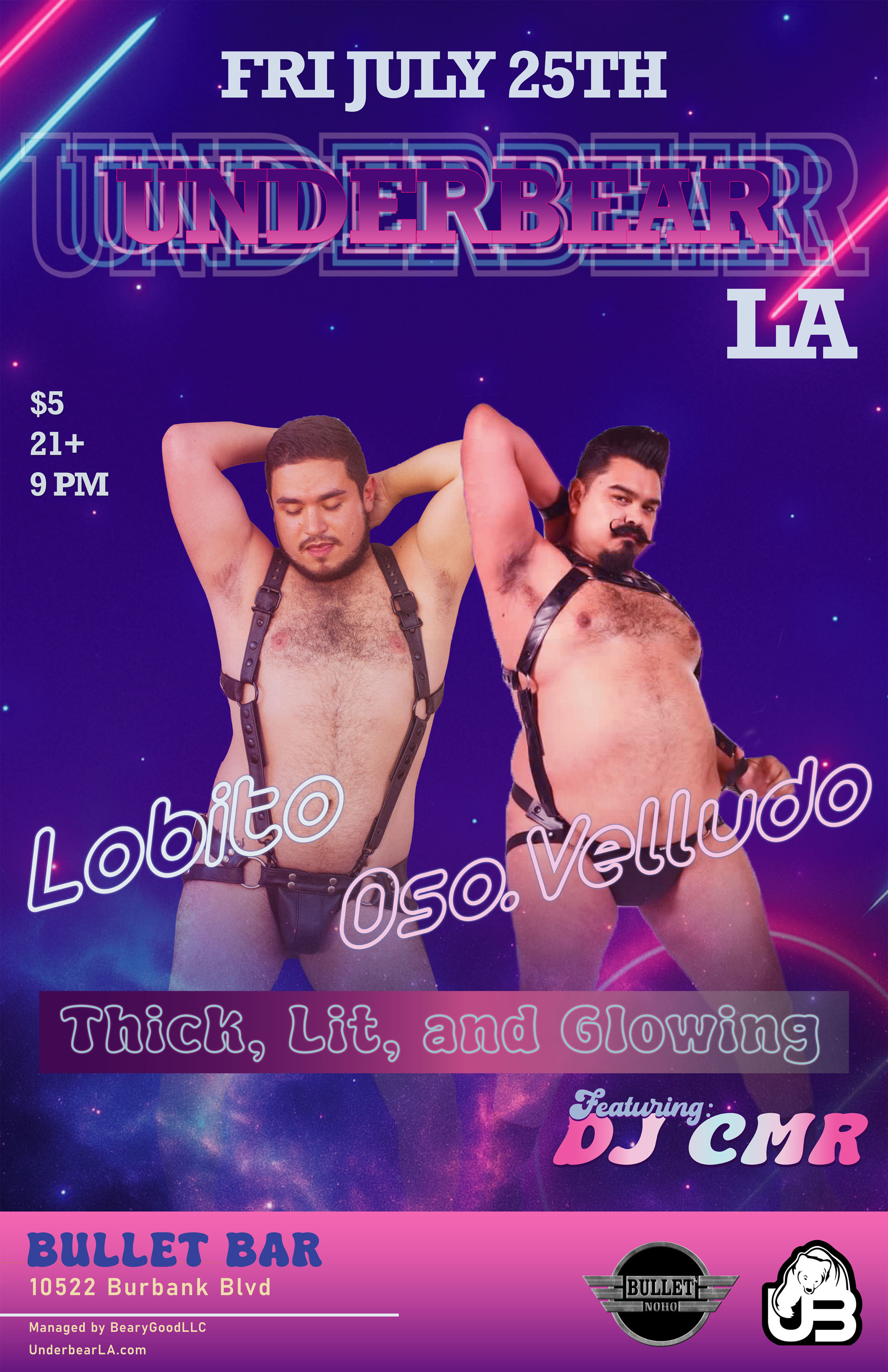 The Bullet Bar and UnderBearParty.com Present UNDERBEAR BEARS: Friday, 07/25/25 at 9:00 PM! Featuring DJ CMR! $5 Cover.