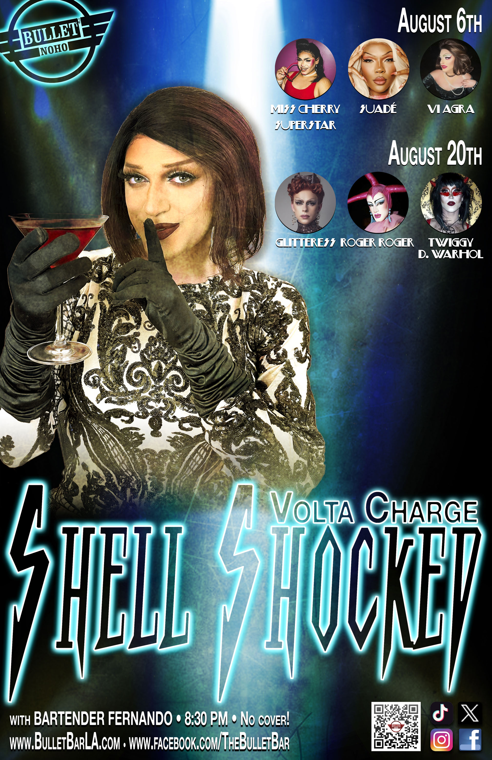 THE BULLET BAR & VOLTA CHARGE Present SHELL SHOCKED: Wednesday, 08/06/25 at 8:30 PM! No Cover!
