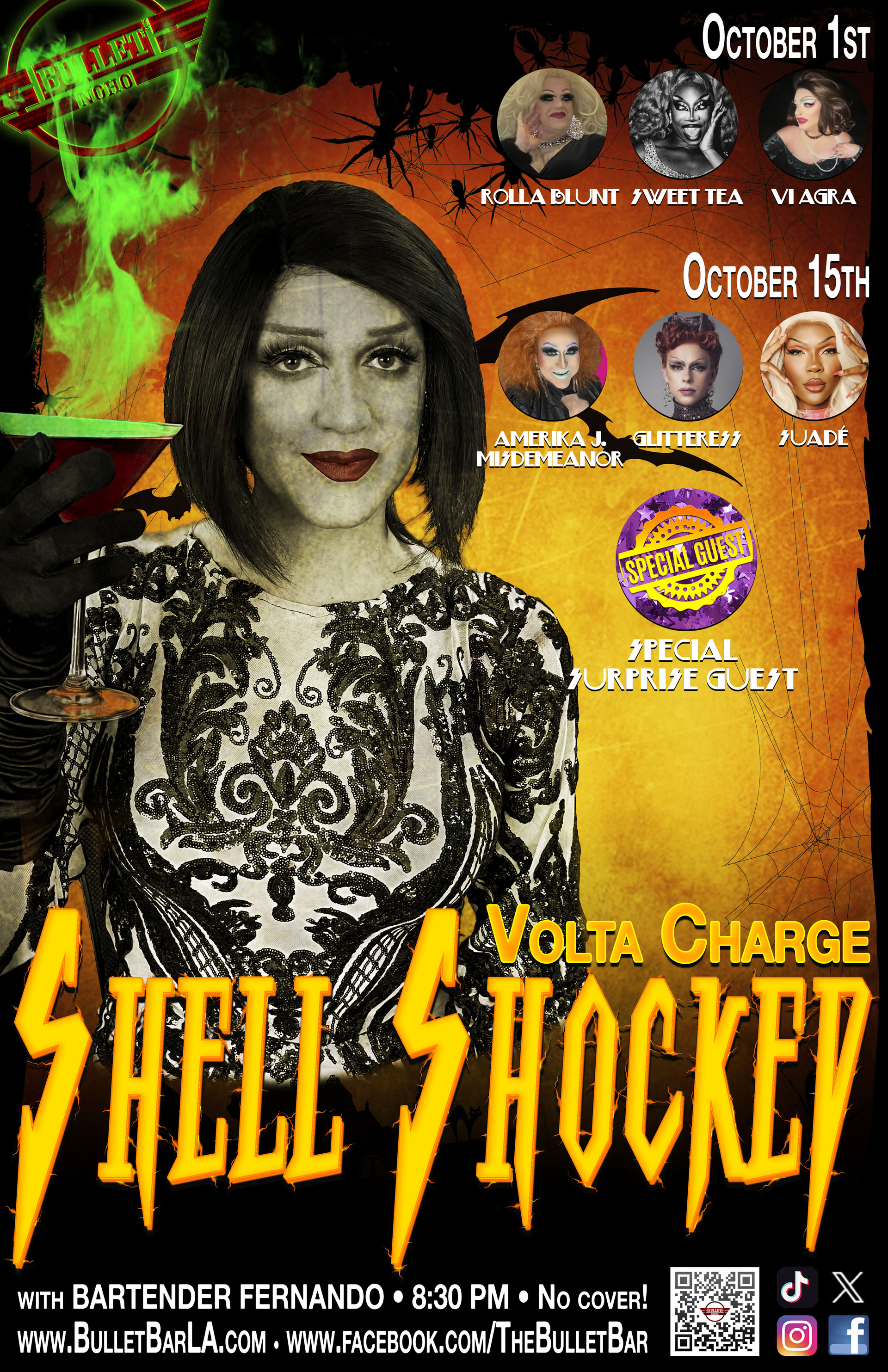 THE BULLET BAR & VOLTA CHARGE Present SHELL SHOCKED: Wednesday, 10/01/25 at 8:30 PM! No Cover!