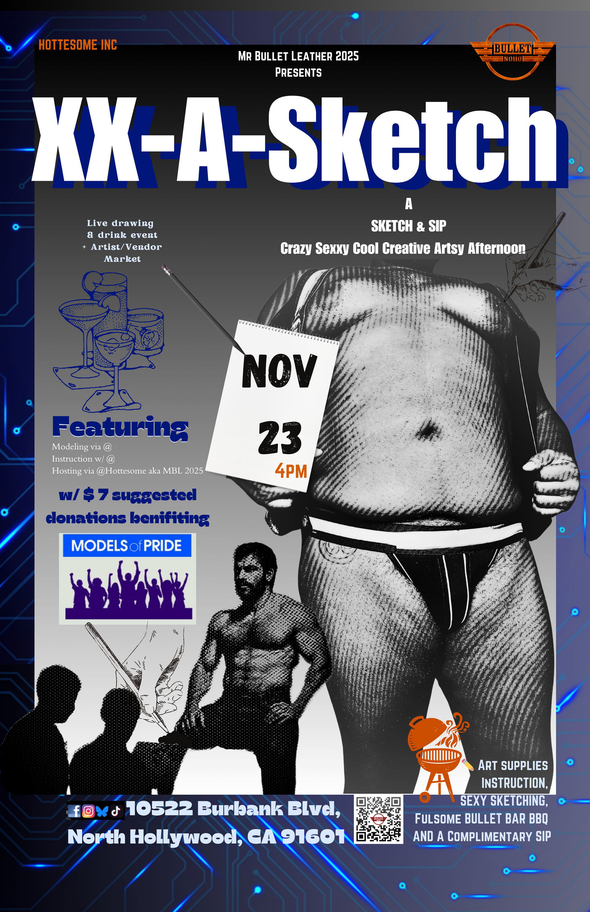 The Bullet Bar and MBL 2025 Present XX-A-SKETCH: Sunday, 11/23/25 at 4:00 PM. $7 suggested door donation benifiting MODELS OF PRIDE.