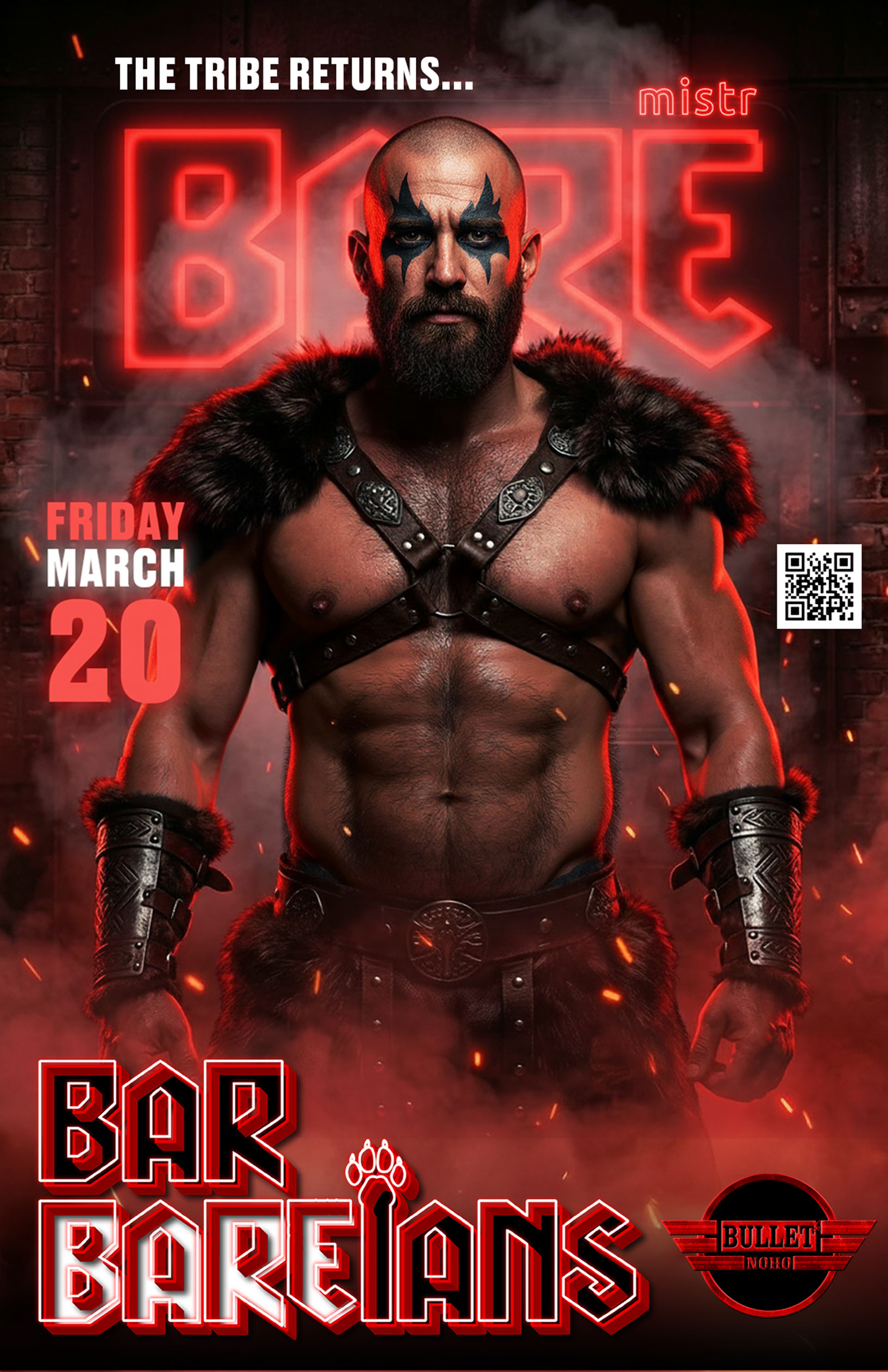 Join us Friday, March 20 at Bullet Bar for BARBAREIANS: LEATHER & FETISH PARTY, a leather and fetish-forward dance night powered by DJ Dustn. 9PM. Powered by MISTR. Presale Tickets $8, or Door Cover $12.