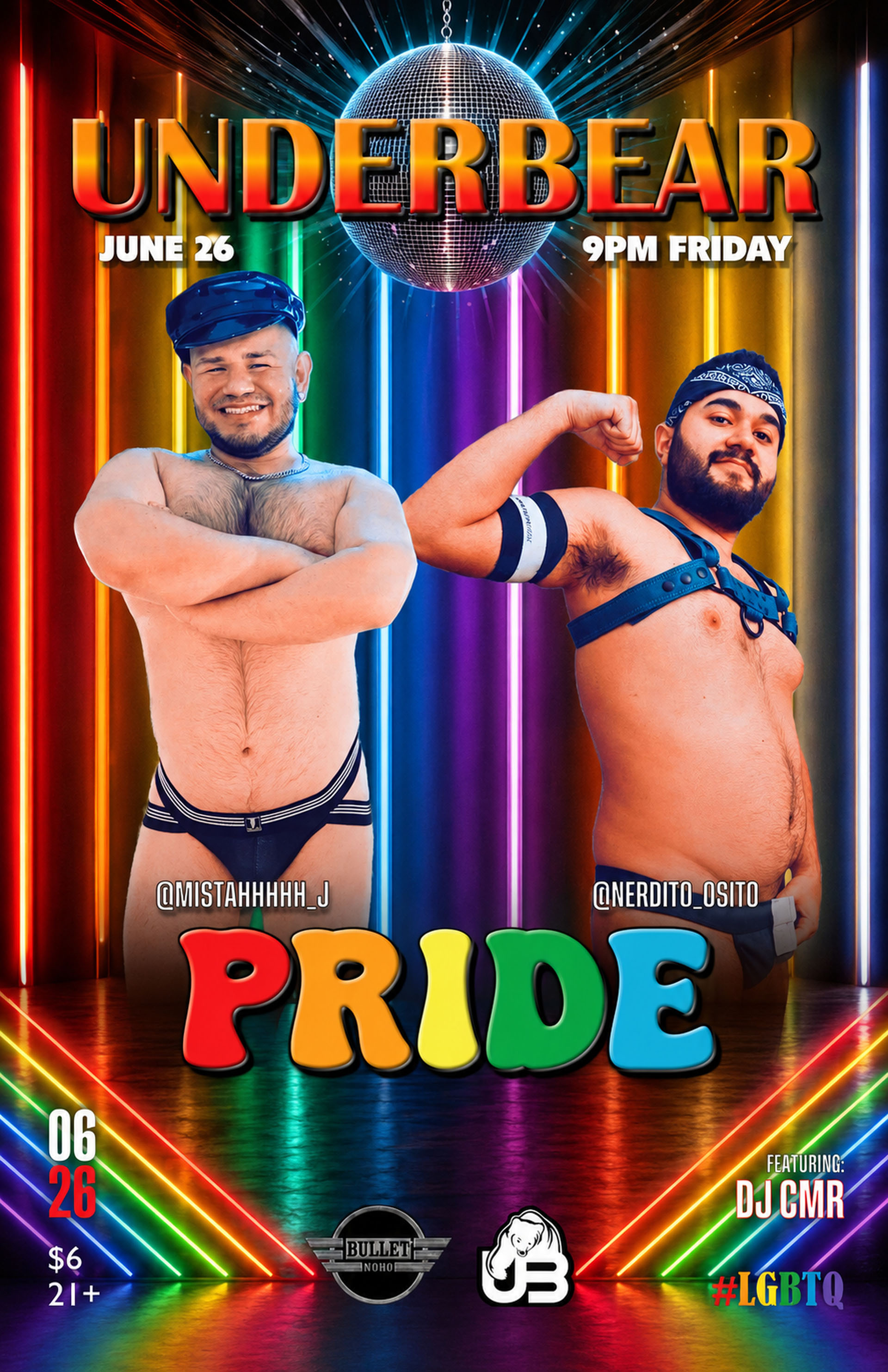 The Bullet Bar and UnderBearParty.com Present UNDERBEAR PRIDE: Friday, 06/26/26 at 9:00 PM! Featuring DJ CMR! $6 Cover.